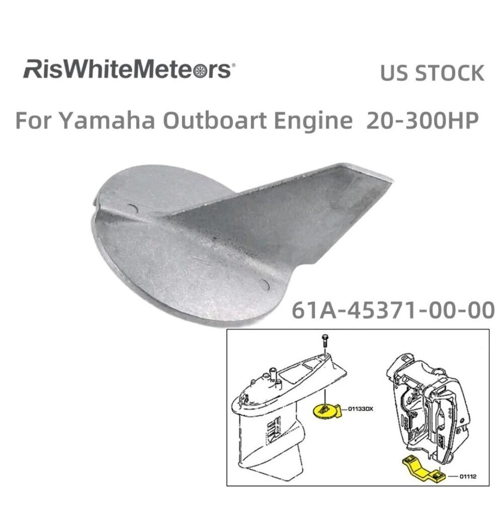 Zinc Trim Tab Anode For Yamaha Outboards 20-300 HP 61A-45371-00-00 Standard New